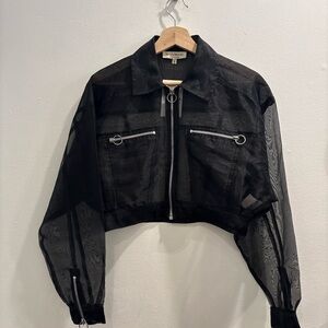 Le Chateau Black Sheer Bomber Jacket